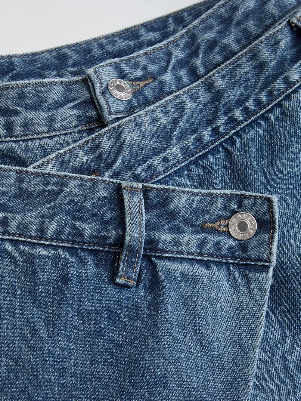 Commense Dark Blue Wide-Leg Wrap Overlay Jeans - Picture 3 of 7